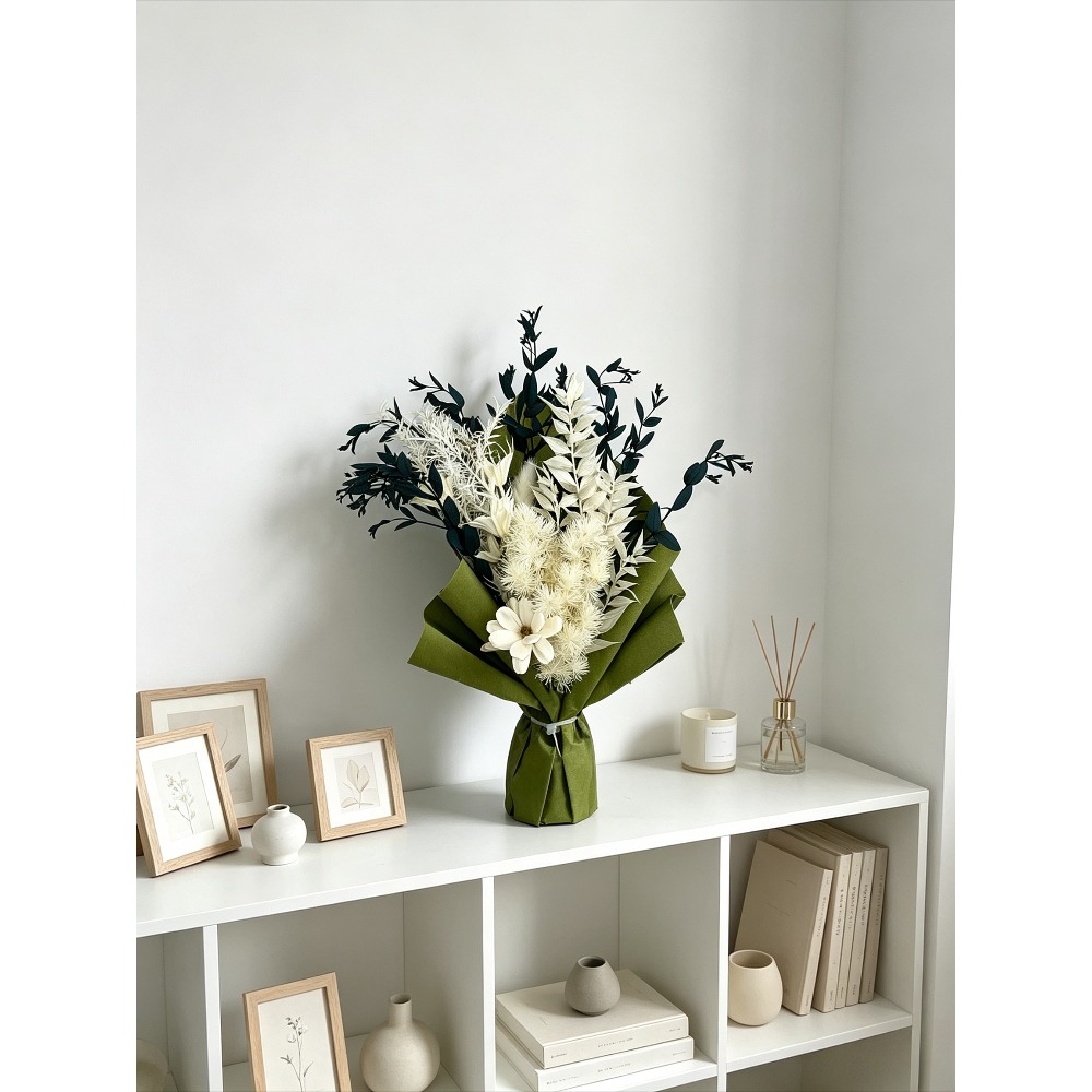 Gedroogd bloemenboeket, witte  - Eucalyptus Preserved recensie en prijs